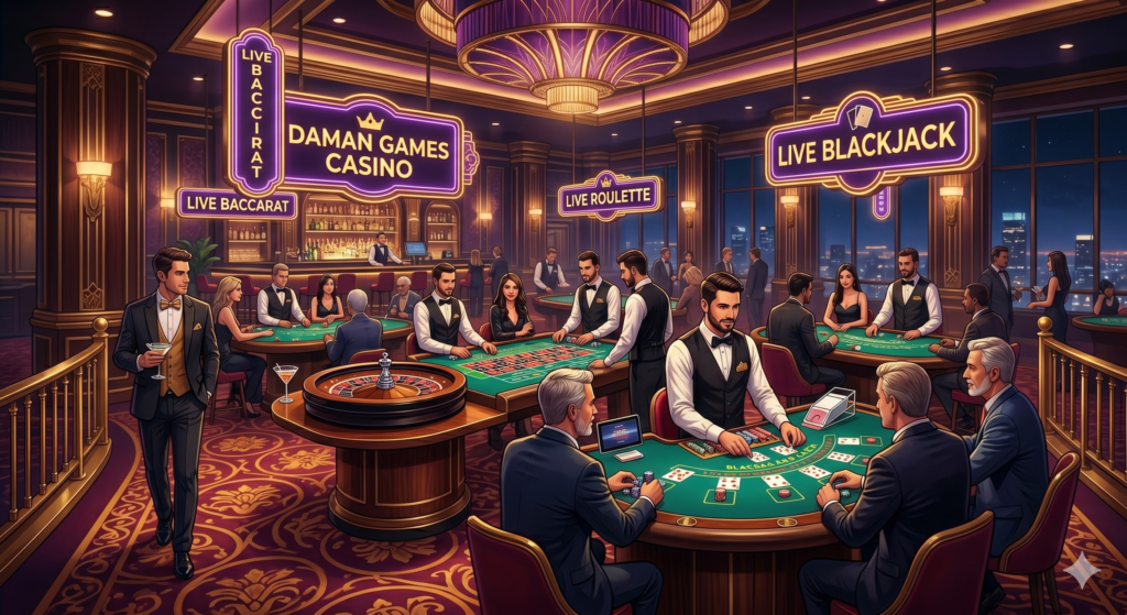 How can I play live casino games at Daman Games